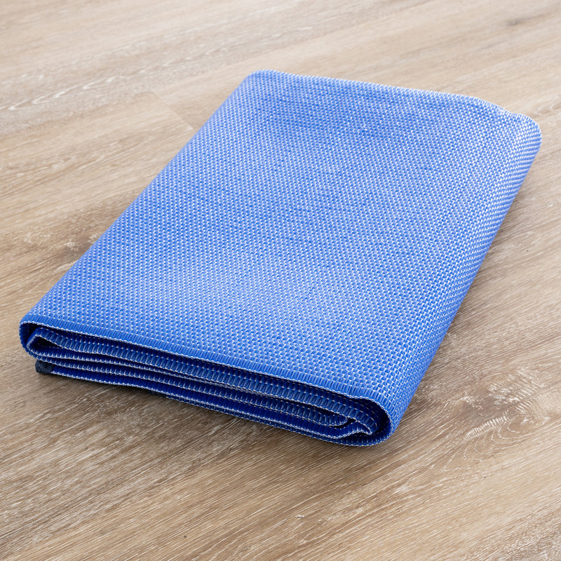 Kristofer Contemporary Solid Blue Polypropylene Area Rug, Rectangle 8'11" x 11'10"