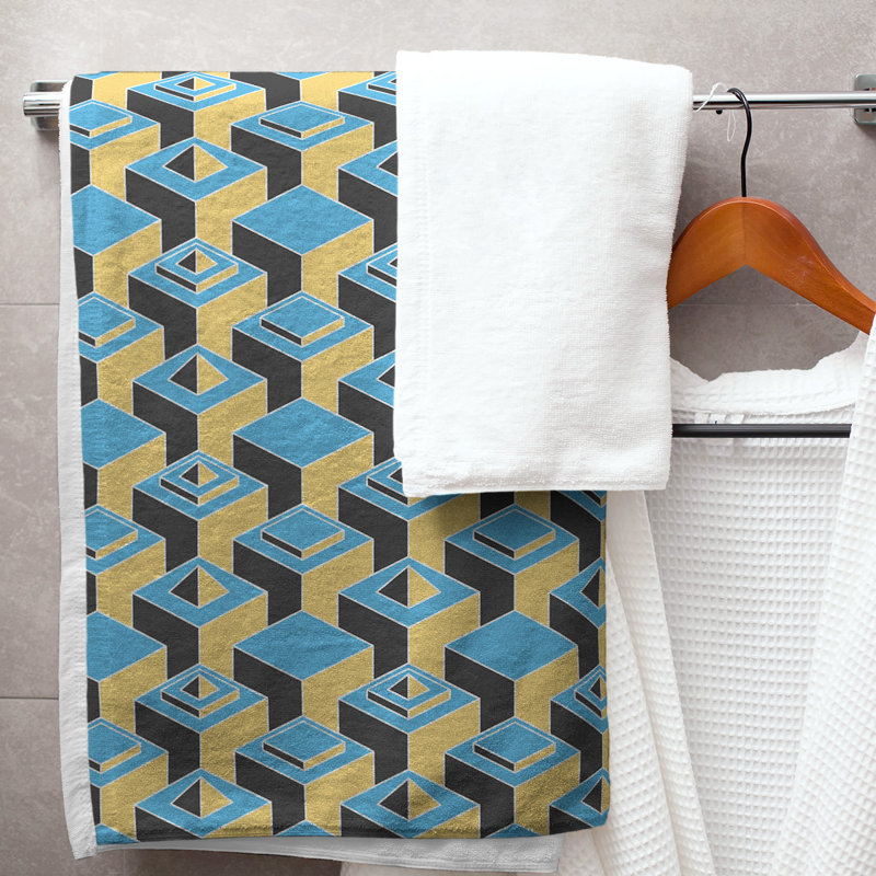 Jordao Bath Towel, Teal/Yellow/Black