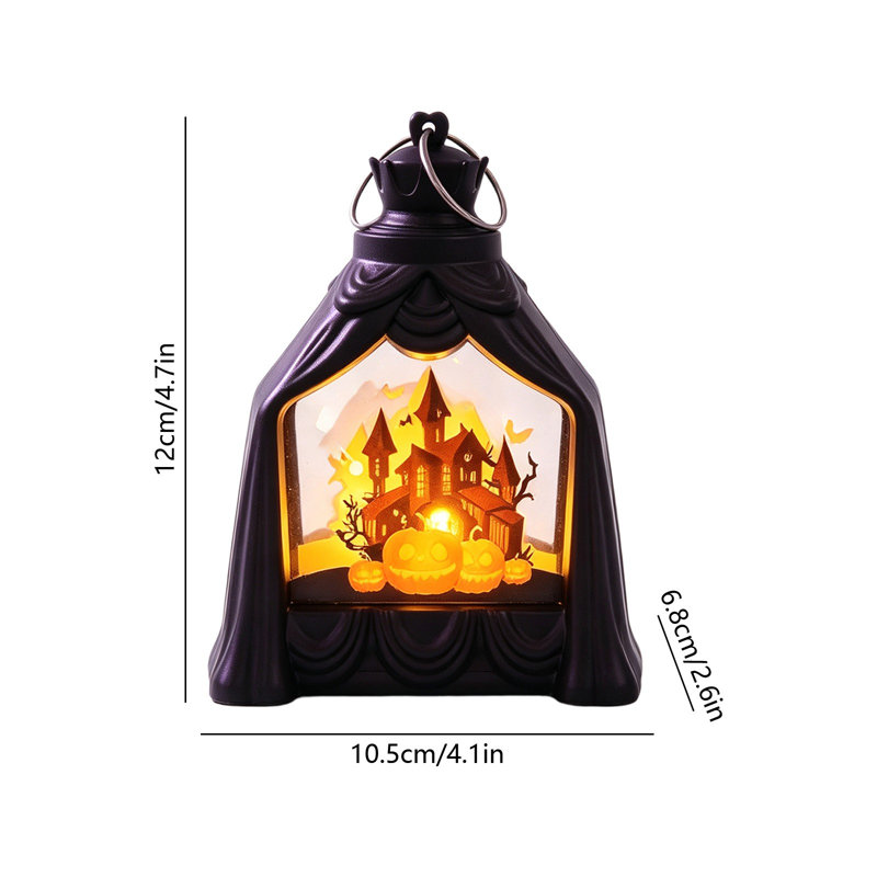 Lampe de poche lumineuse décorative sur le thème d'Halloween, motif de château sombre, citrouille et sorcière, lampe de projection, lampe de bureau à suspendre.