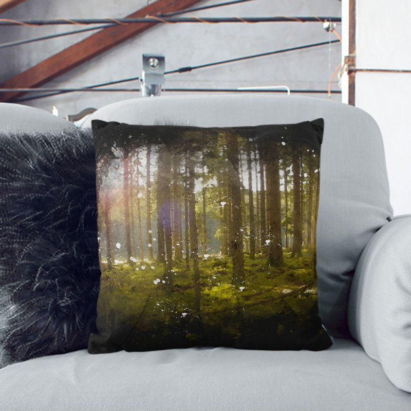 Sunlight Forest Vol.2 Paint Splash Square Throw Cushion, 40cm H x 40cm W x 15cm D, Black