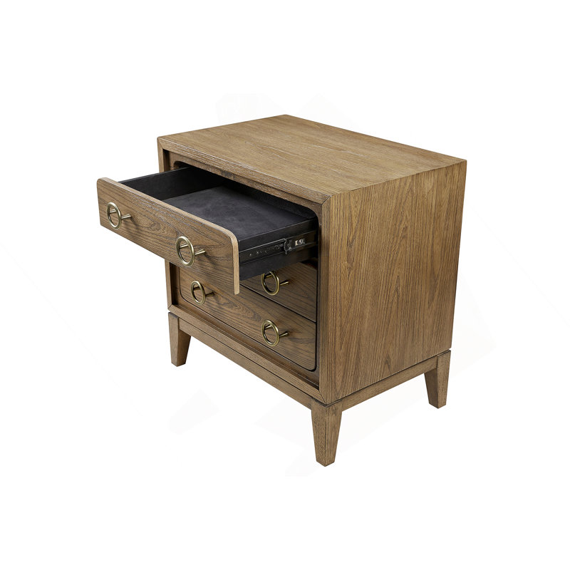 Table de chevet 3 tiroirs avec finition USB au lait