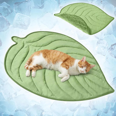 Tapis de refroidissement pour chien en forme de feuille 32 po x 39 po - Nylon réversible et molleton doux - Pour l'intérieur / voyage