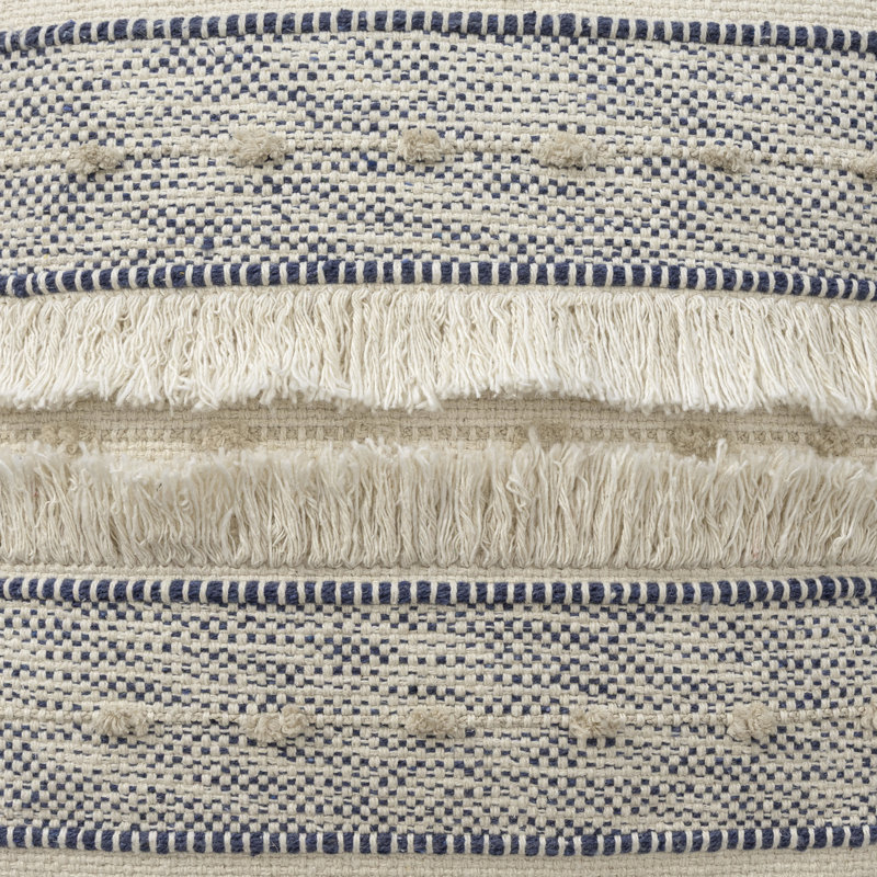 Petit repose-pieds carré en coton Mcginty, bleu marine / beige, Navy