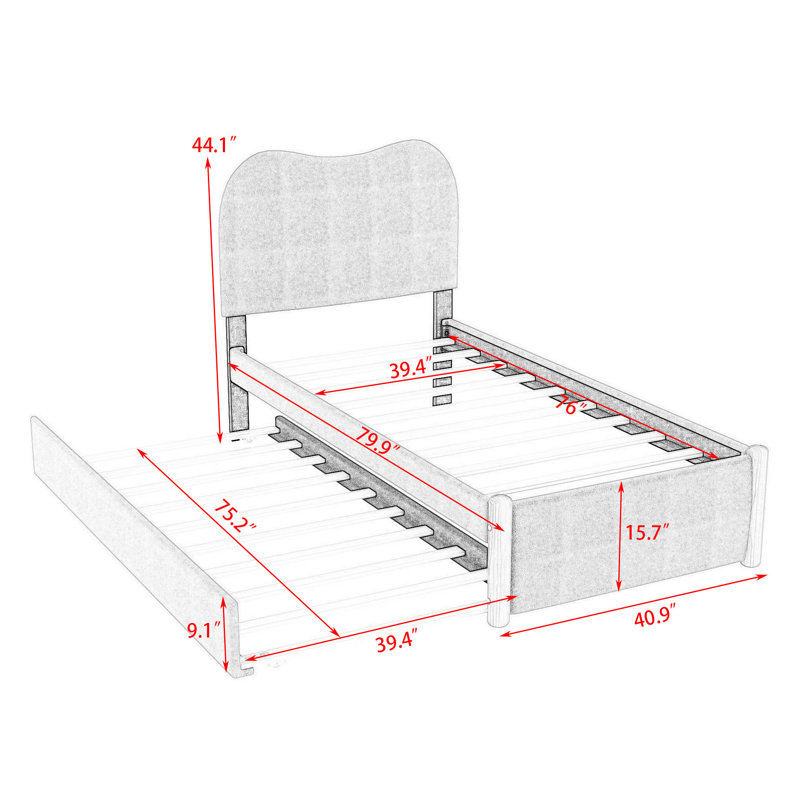 Lit plateforme tapissier Ileana, Simple, Blanc