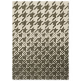 Wool Houndstooth Area Rug in Gray/Beige