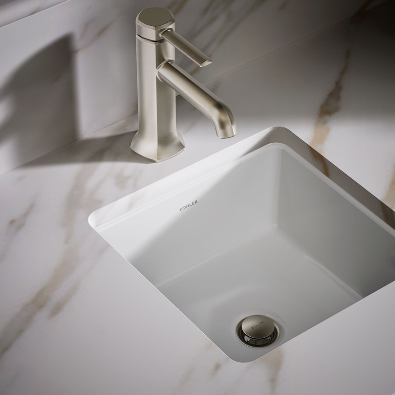 Verticyl Vitreous China Square Undermount Bathroom Sink with Overflow, White