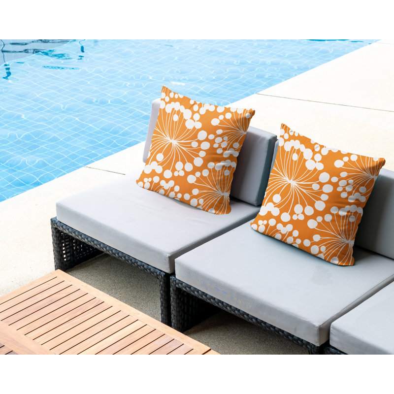Housse et insert de coussin décoratif intérieur / extérieur en mélange de polyester, L 17 po x H 17 po, Orange