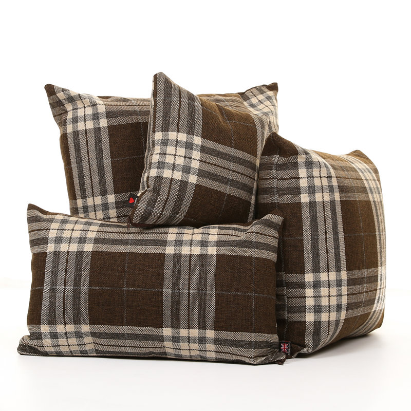 Chagnon Plaid Square Cushion, 43cm x 43cm, Brown