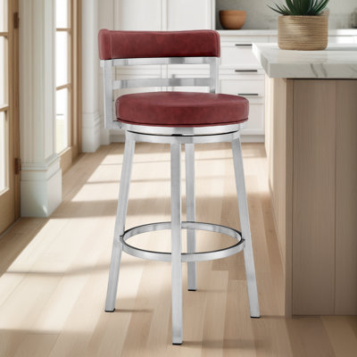 Deherrera Swivel Upholstered Faux Leather Counter Stool