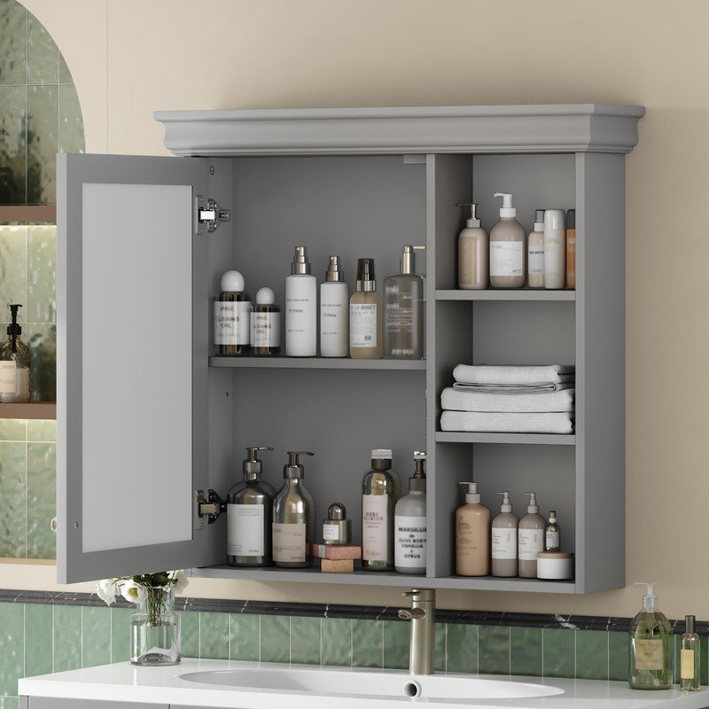 Armoire à pharmacie 30,07 "x 28,74" pour salle de bain avec miroir, rangement au-dessus de la toilette