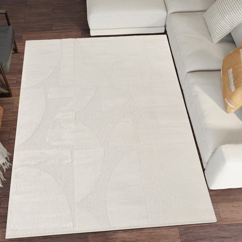 Hamilton Modern Metallic Sheen Area Rug - Polypropylene Weaving - Jute Backing - Abstract Motif Geometric Lines Design Rugs, Cream