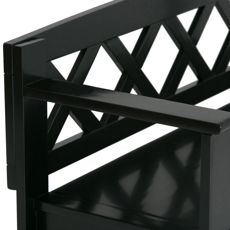 Banc de rangement en bois massif Amherst, Noir
