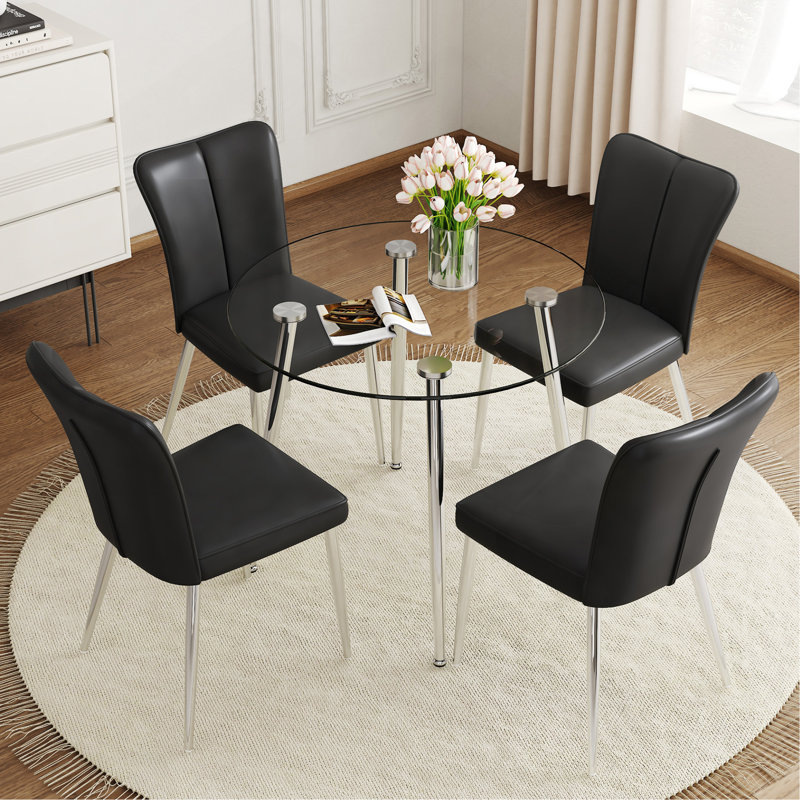 Ensemble de table de salle à manger moderne et moderne en verre