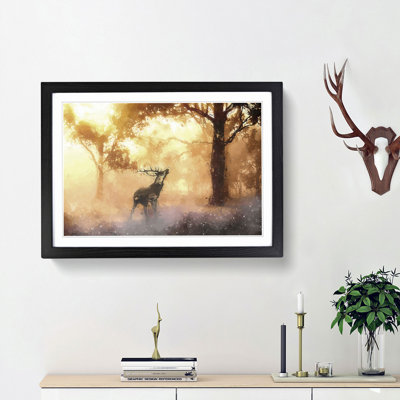 Deer Stag in an Autumn Forest in Abstract - Picture Frame Painting Print