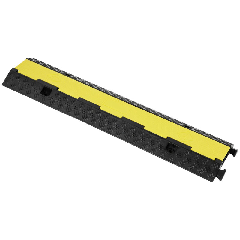 Rubber Cable Guard 38.58 x 9.45 x 1.77 in 5-Pack 2-Channel Wire Protection Ramp Black/Yellow with Flip-Open Top Cover