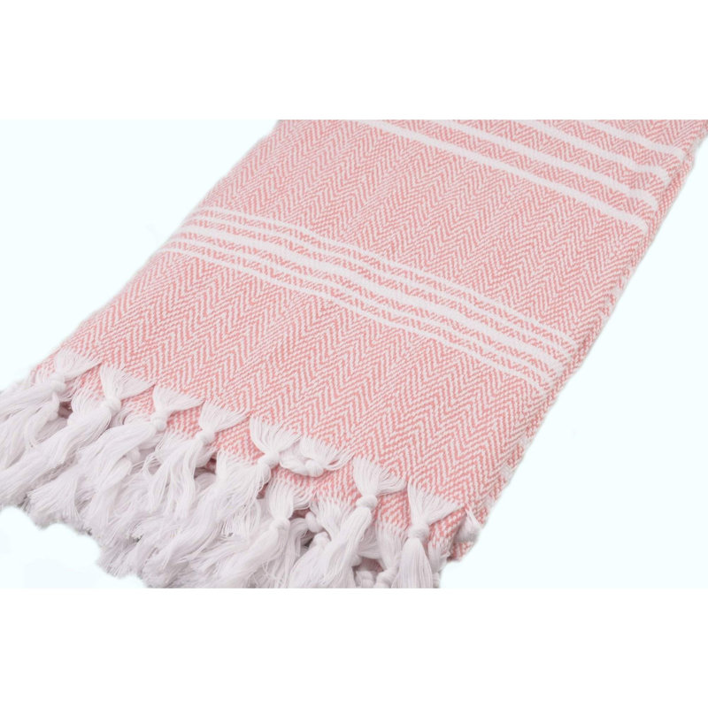 Serviette de plage Wadlington , Blanc / Rose