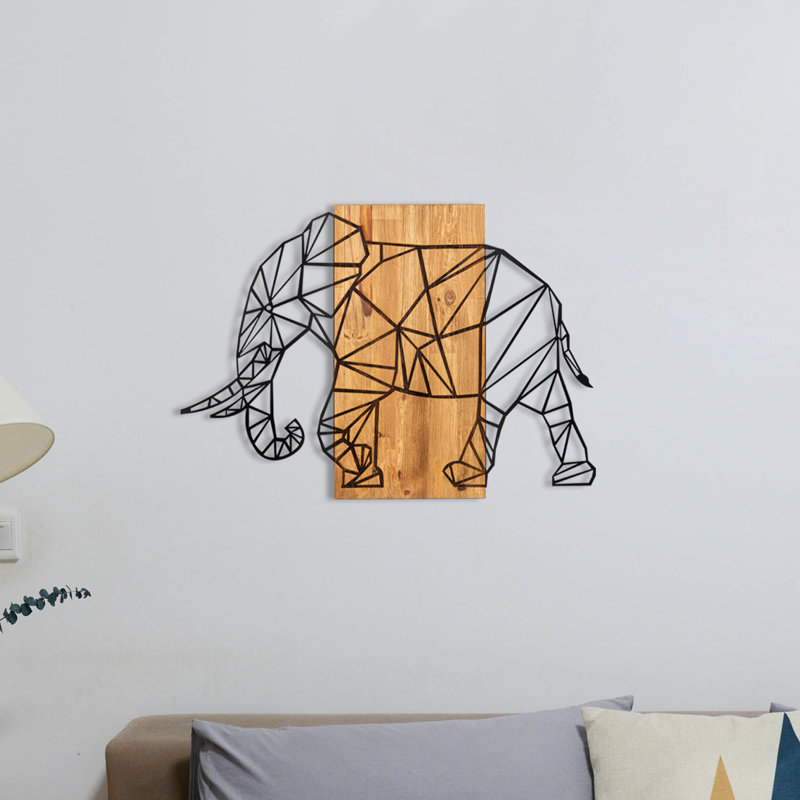 Élégant accessoire mural décoratif en bois, finition noire et noyer, 32,3 po x 22,8 po | Structure robuste en 100% métal (0,05 po d'épaisseur) et 100% en bois (1,2 po d'épaisseur) | Parfait pour la décoration intérieure et les espaces modernes
