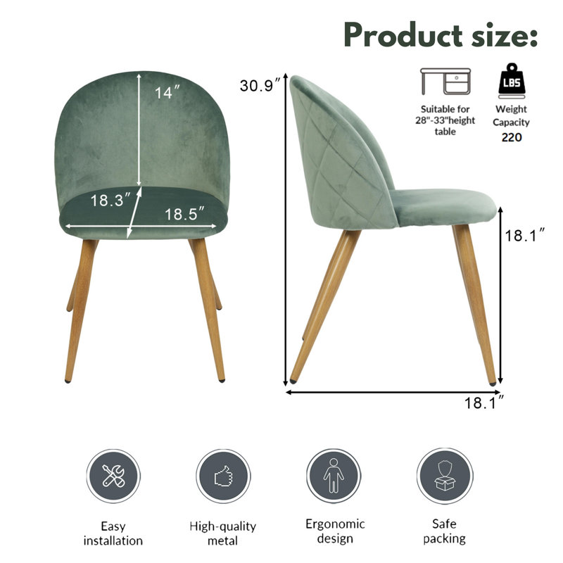 Eurania 17.7'' H Tufted Velvet Upholstered Side Chair, Catus