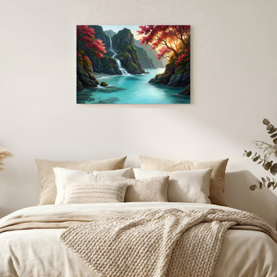 Art mural sur toile Gallery Wrap pour le salon, la chambre à coucher, le bureau ou le vestibule - décoration murale décorative avec ruisseau de montagne
