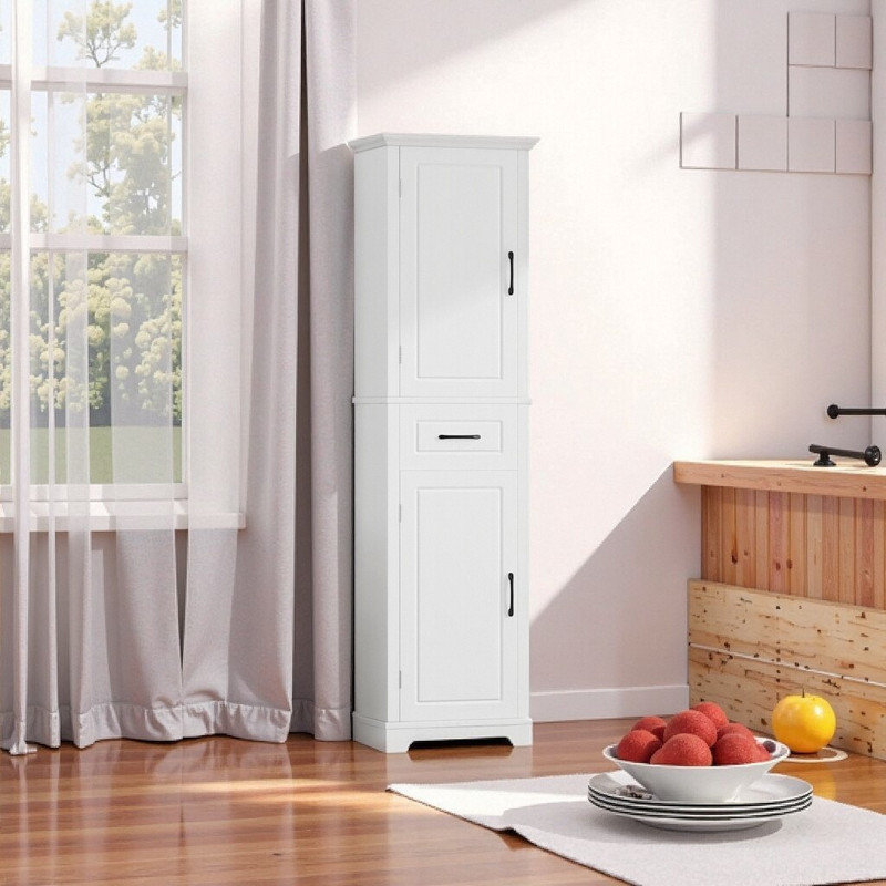 Grande armoire de rangement autoportante avec tablettes réglables et sécurité anti-basculement, Blanc
