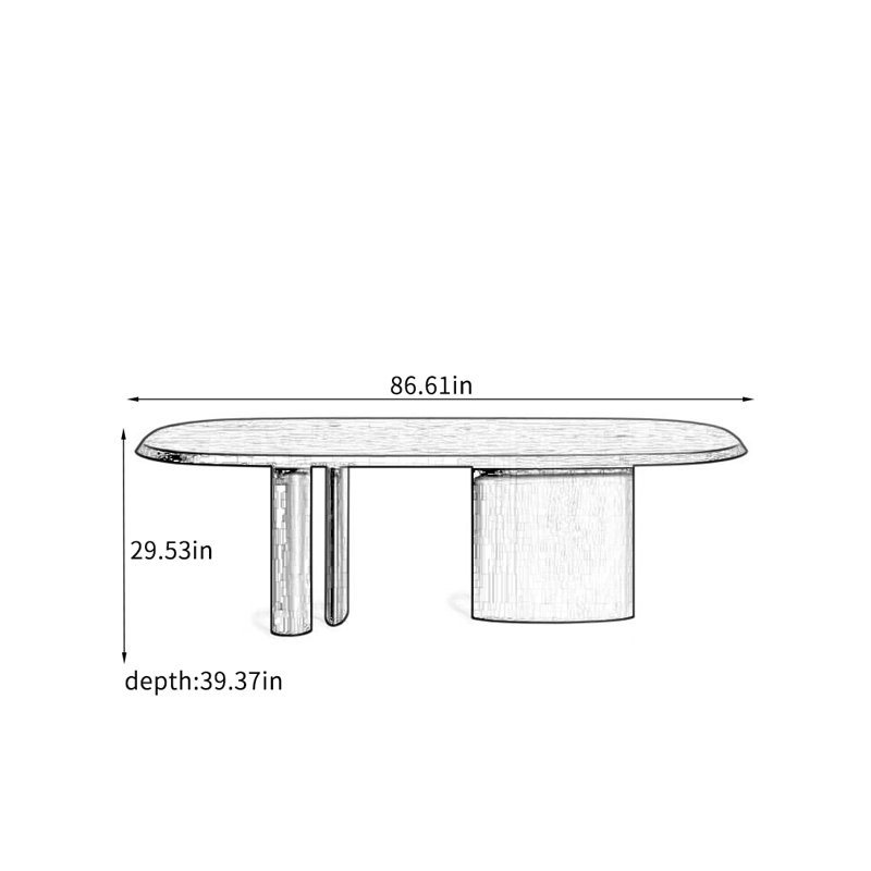 Cicenia, H 29,53 po x L 86,61 po x l 39,37 po