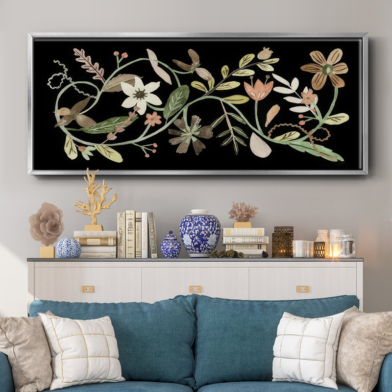 Pressed Flowers I - Framed Canvas, 20" H x 50" W