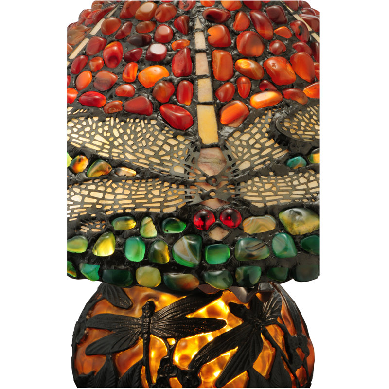 16.5" High Dragonfly Polished Agata W/Lighted Base Table Lamp