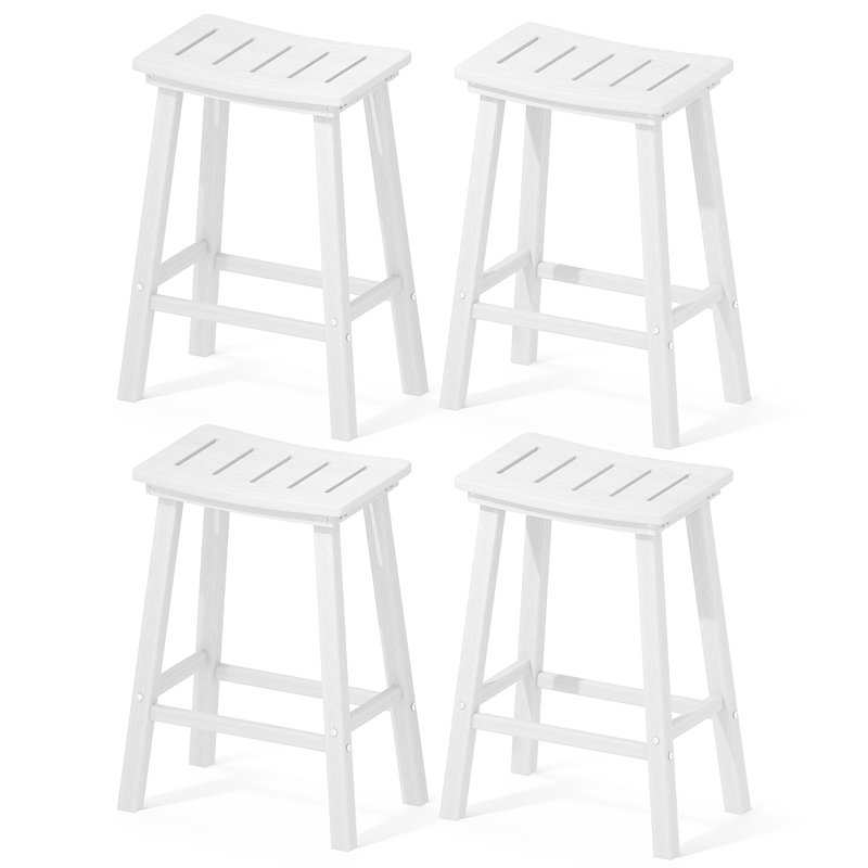 Tabouret de bar 24 po Hdpe Poly Lumber, 4, Blanc, 24"