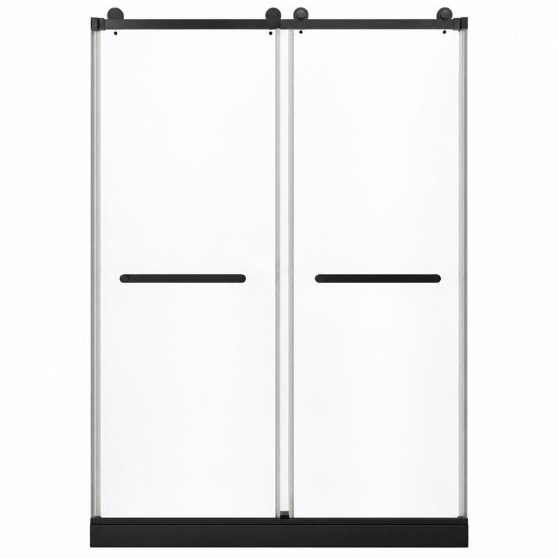 Porte de douche coulissante double sans cadre l 60 po x H 80 po, Noir