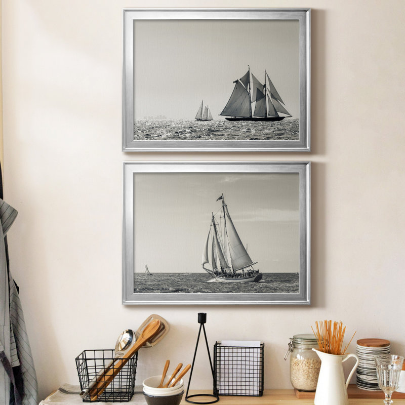 Heading Out - Ensemble de 2 reproductions de cadres photo, Argent, H 24,5 po x l 37 po x P 1 po