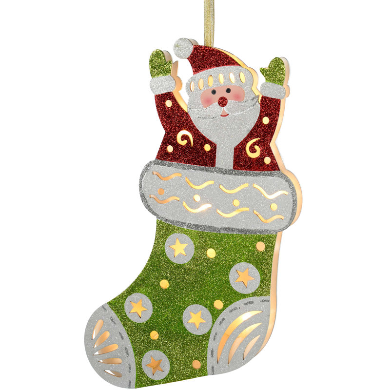 44cm Wood Lighted Hanging Figurine Ornament