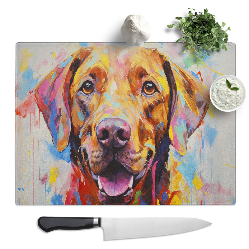 Labrador Retriever Gestural  Glass Chopping Board