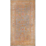 Decorative Antique Faded Blue Color Small Size Tribal Turkish Oushak Area Rug