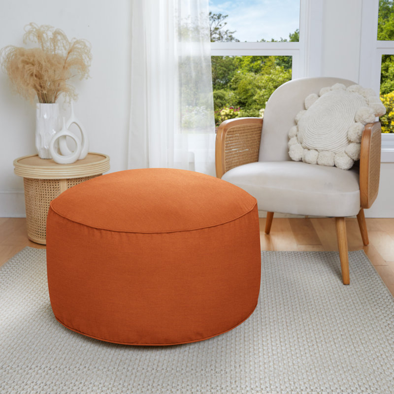 Demi Upholstered Outdoor Ottoman with Sunbrella® Cushion, Canvas Rust Sunbrella® Canvas