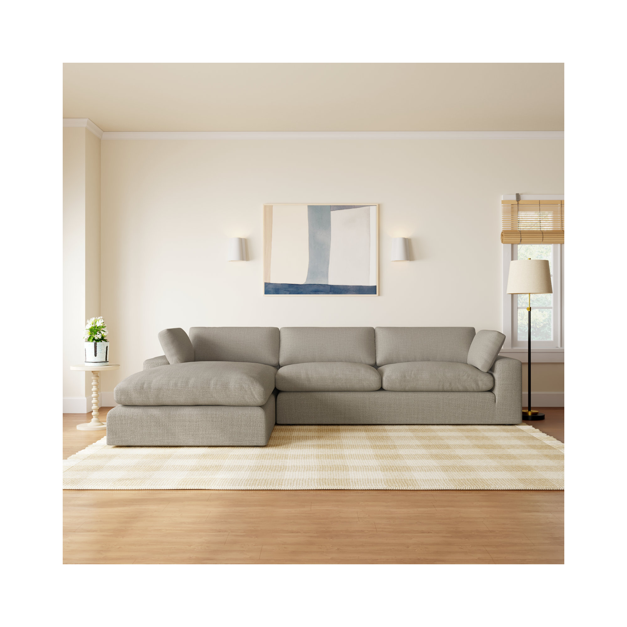 Asher 2 - Piece Upholstered Chaise Sectional, Left Hand Facing, Effie Flax Performance Linen