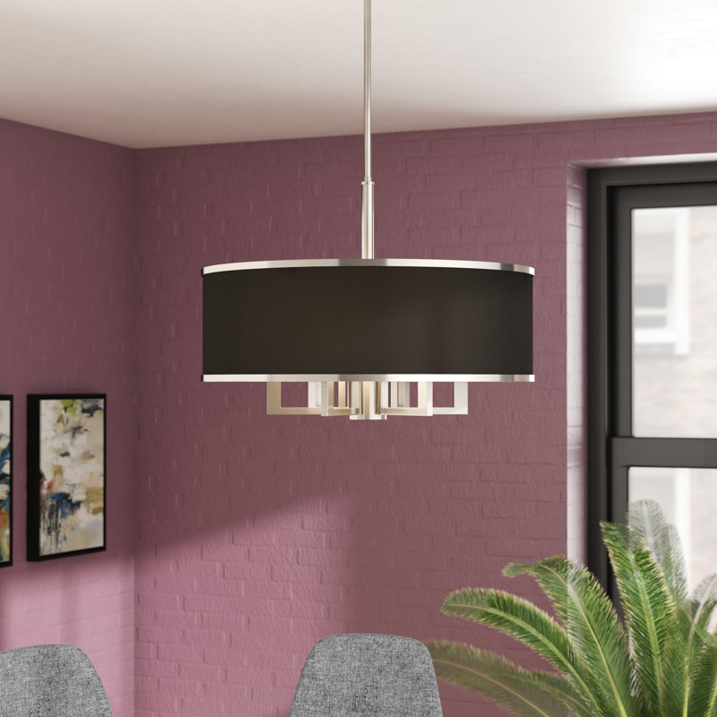 Lustre tambour à abat-jour Berthine, Noir