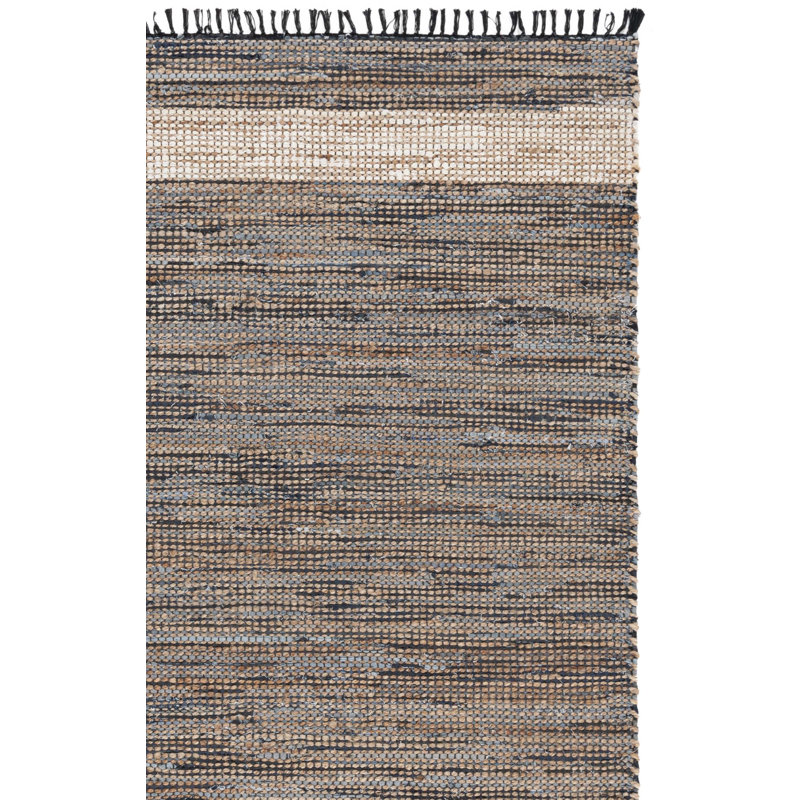 153 Hand Woven Denim/Jute/Cotton Rug in Navy/Beige, Rectangle 8' x 10'