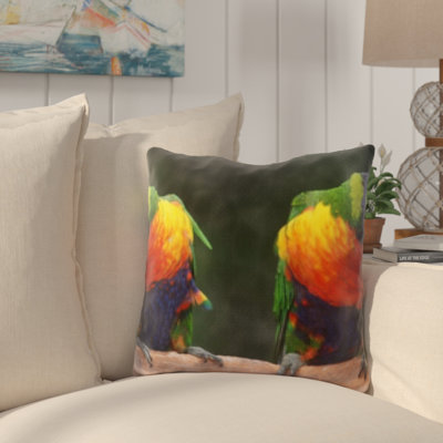 Wirth Colorful Twin Parrots Throw Pillow
