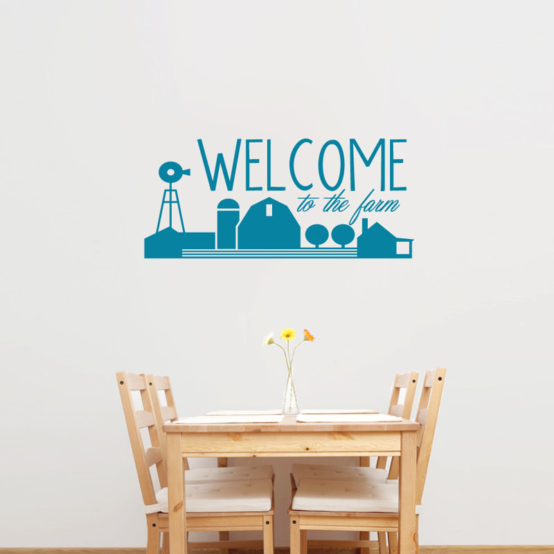 Décalcomanie murale welcome to the farm, Bleu sarcelle