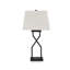 Ensemble de 2 lampes de table, abat-jour empire en tissu, base géométrique noire avec port USB