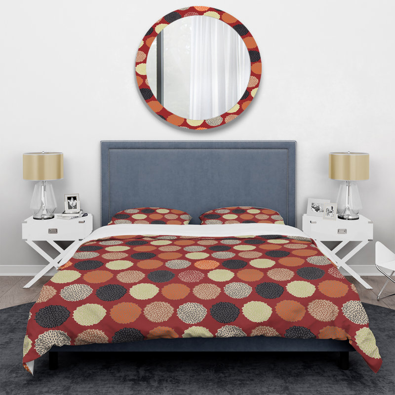 Multicolor Circle Pattern Polyester Geometric Shapes Duvet Cover, Queen Duvet Cover + 2 Standard Shams