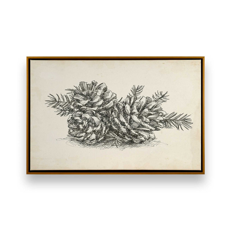 «Christmas Conifers II» par Ethan Harper, reproduction d'art sur toile, «Floater», reproduction encadrée sans passe-par, Doré