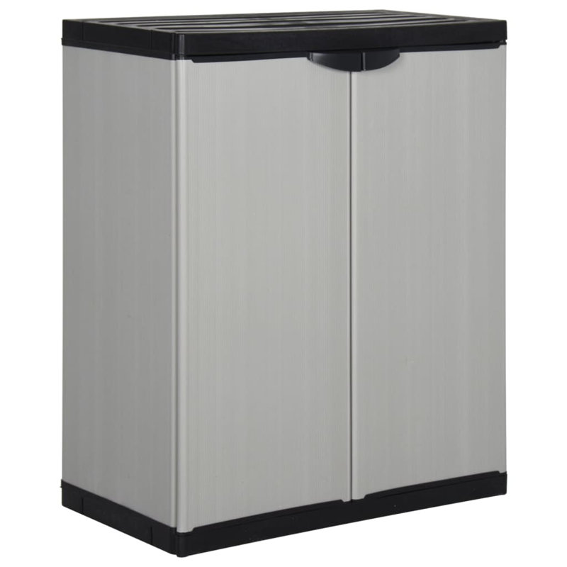 vidaXL Garden Cabinet Grey and Black PVC and Polypropylene Medium 26.8" x 15.7" x 33.5"