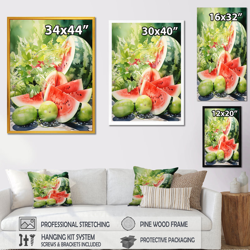 «Summertime Watermelon Fruit 4 - Fruits», art mural, H 44 po x l 34 po x P 1,5 po