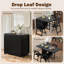 Folding Drop Leaf Dining Table and Chairs, Fully Assembled Solid Wood Space-Saving Kitchen Table and Chairs Set with Storage & Lockable Wheels-1351283959-1351283958-1351271634