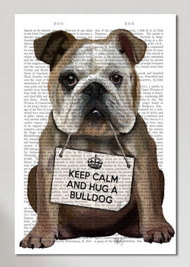«Hug a Bulldog», impression sur toile, H 40 po x l 26 po x P 1,5 po, Toile tendue, Pas de tapis