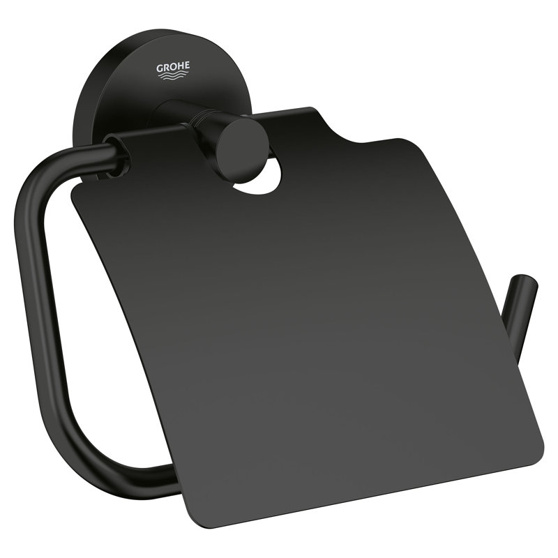 Essentials Wall Mounted Toilet Paper Holder, Matte Black