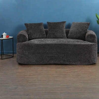 Canapés compacts en chenille, conception moderne incurvée pour les appartements