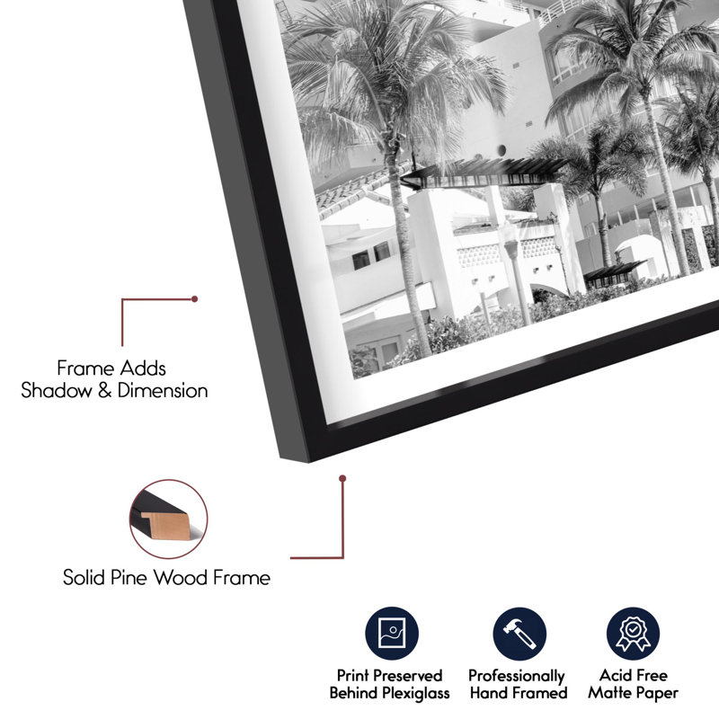 «Palm Springs Architecture Shadowbox Print Miami Art Prints» par Notoriart, H 16 po x l 11 po, Noir