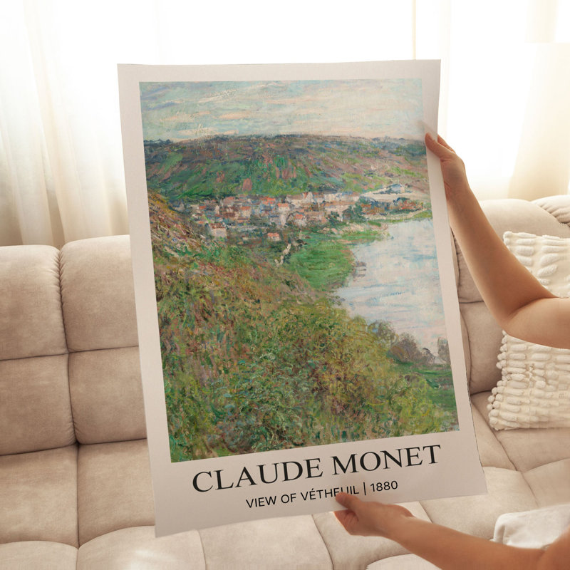 «Beach and Coastal Claude Monet View of Vetheuil», reproduction d'art classique sans cadre